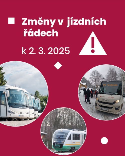 Nepřehlédněte změny jízdních řádů k 2. 3. 2025